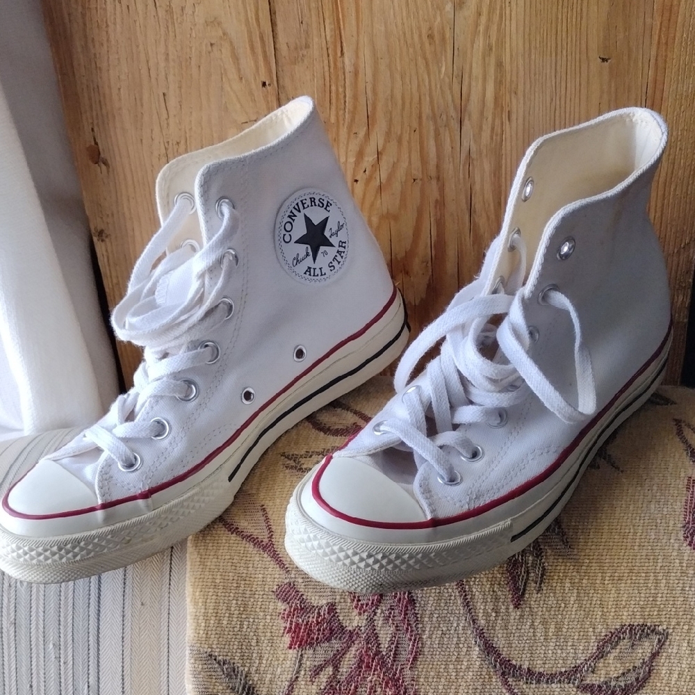 Converse All Star White High-Tops with Red Trim 5